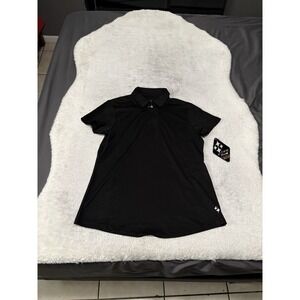 New Jo Fit Club Womens Black Tennis Golf Polo Short Sleeve Shirt Size Medium